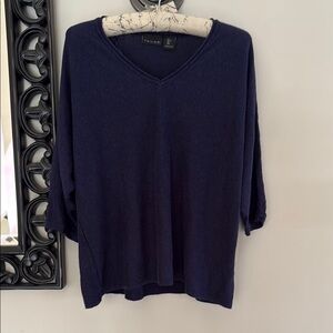 Tahari Blue V-Neck Sweater Relaxed Fit
